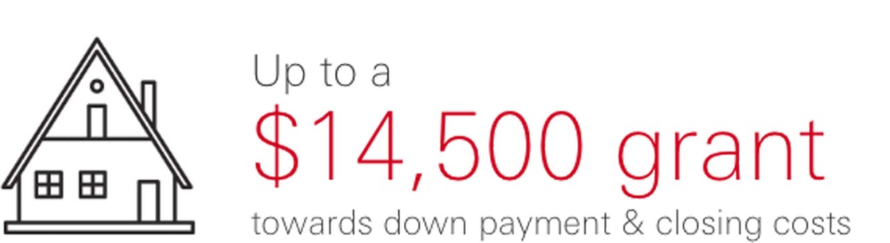 Up to a $14,500 grant towards down payment & closing costs